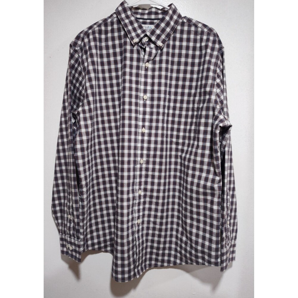 Croft & Barrow Men's Dress Shirt Long Sleeve Button Casual Plaid Size L